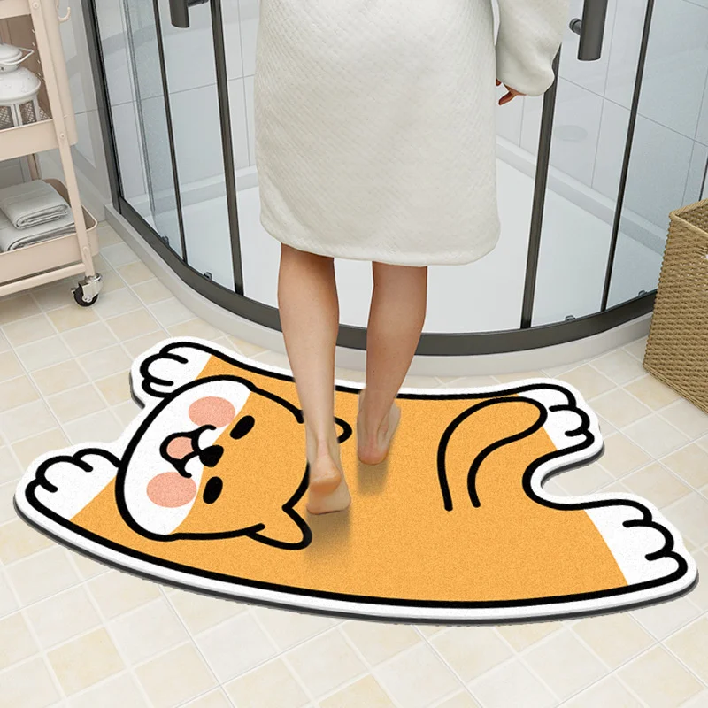 Super Absorbent Curved Bath Mat Quick Dry Bathroom Rug Non Slip Entrance Doormat Nappa Skin Floor Mats Toilet Carpet Home Decor