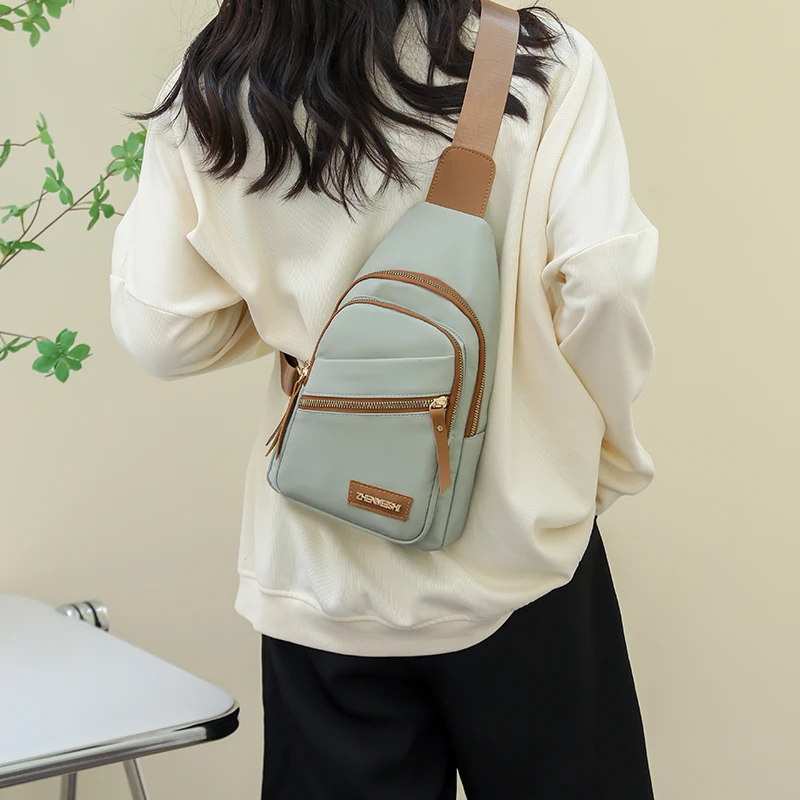 여성 가방 캐주얼 나일론 Crossbody 가슴 가방 슬링 어깨 여성 스트랩 경량 가방 데이 팟 여행 스포츠 2022