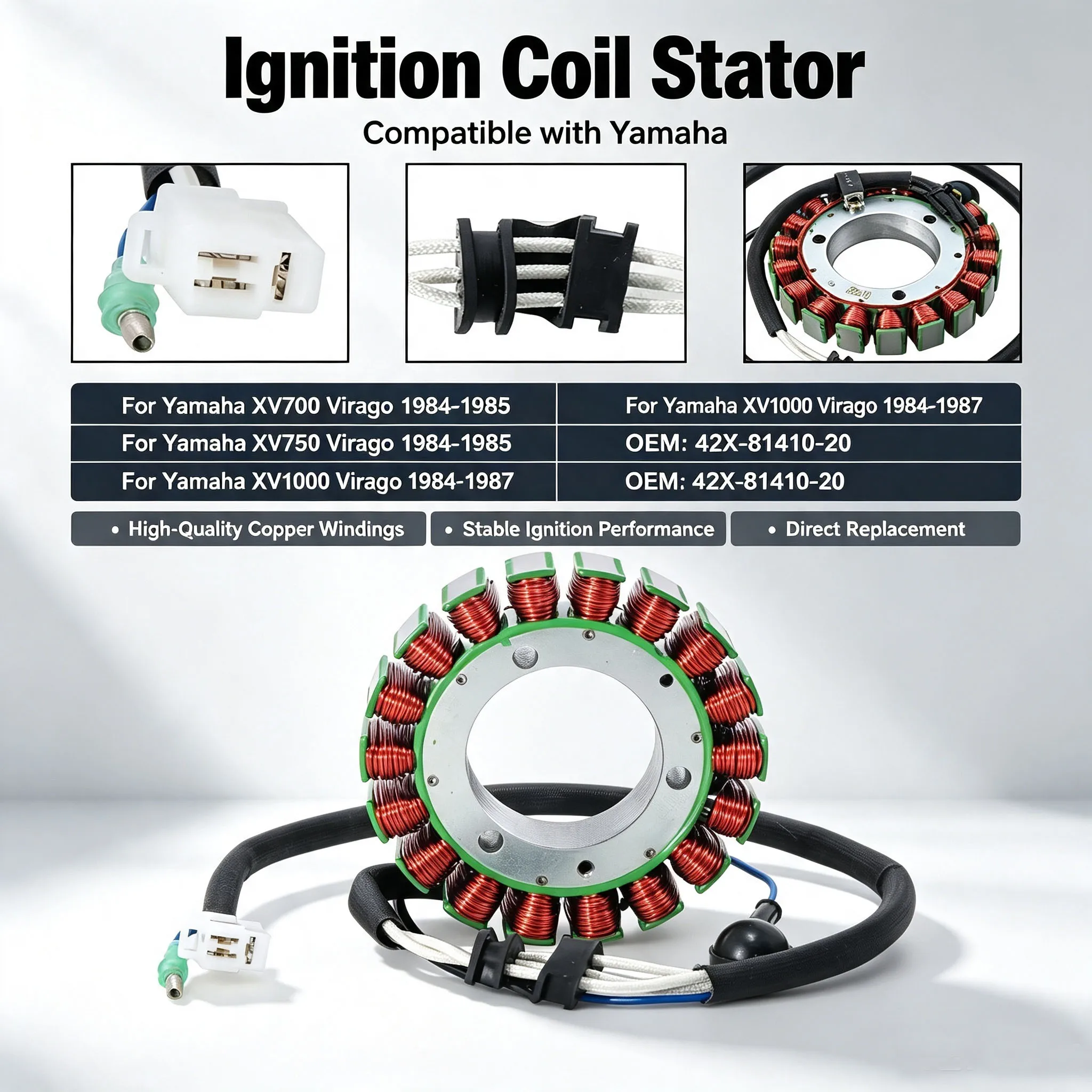 Motorcycle Ignition Stator Coil For Yamaha XV700 Virago XV750 Virago 1984-1985 XV1000 Virago 1984-1987 OEM:42X-81410-20