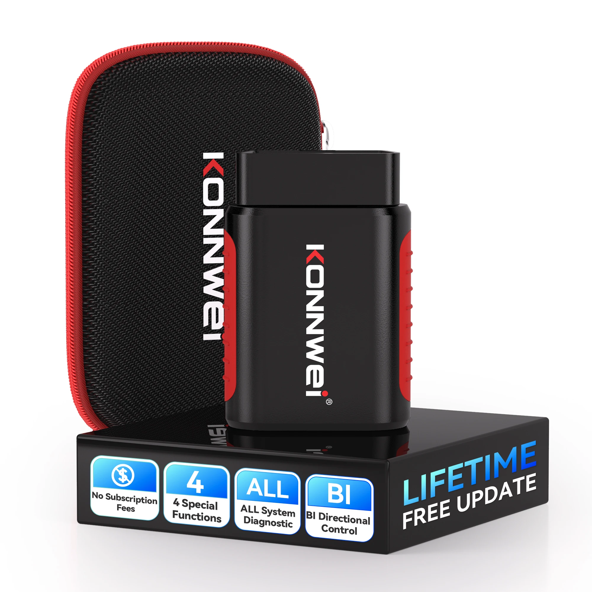 KONNWEi Automotive OBD Diagnostic Tool 5 Reset Functions for 40+ Vehicle Models Bluetooth Connectivity with App Car OBD2 Scanner