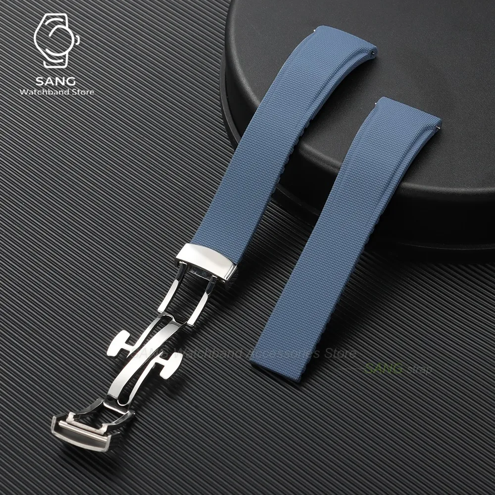 20mm 21mm 22mm Schnellverschluss Uhrenarmband mit gebogenem Ende, neues weiches FKM Fluorkautschuk Uhrenarmband, Herren Armband, universelles Sportarmband – Detail 18
