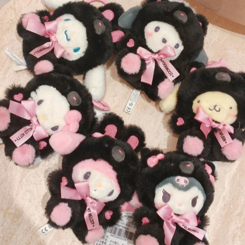 

Плюшевый брелок-подвеска Sanrio из японской серии с черно-розовым медведем, подарочный мешочек-сюрприз на шнурке, игрушки