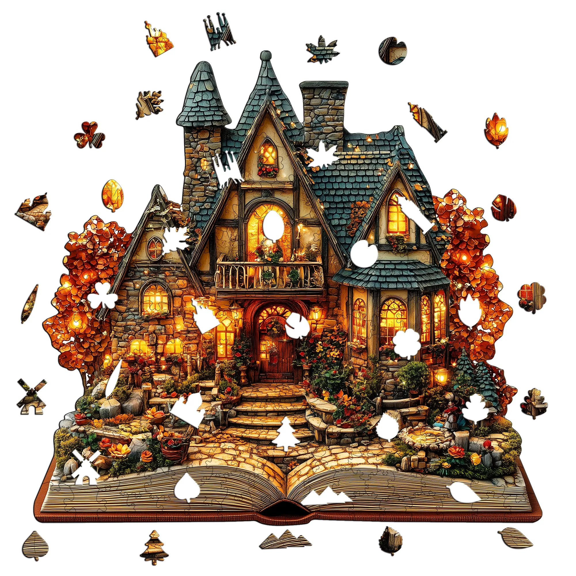 Train and Castle Theme Wooden Jigsaw Puzzle Wooden Decor Painting Christmas and Halloween Gift Toy For Teen And Kid