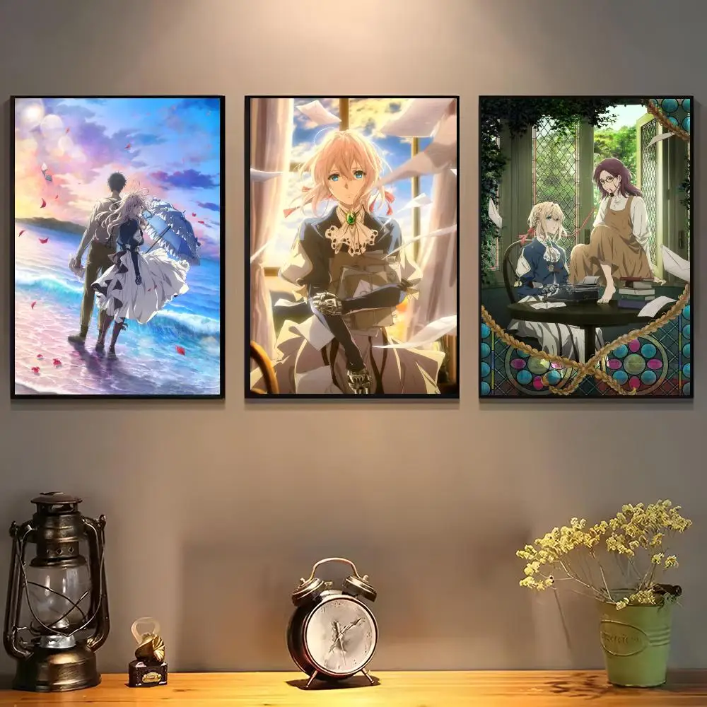 Violet Evergarden Poster For Self-adhesive Art Waterproof Paper Sticker Coffee House Bar Room Wall Decor