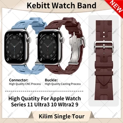 Kebitt Kilim Deployment Buckle Band For Iwatch Ultra 3 2 Apple Watch Series 11 10 9 8 7 6 5 4 SE 3 Fluoroelastomer Strap