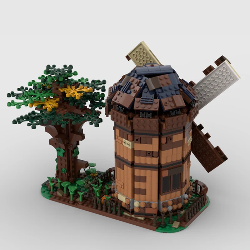 Stad Street View Model MOC Bouwstenen Windmotor Architectuur Modulaire technologie Kinderen Vakantiegeschenken Monteer speelgoedpak