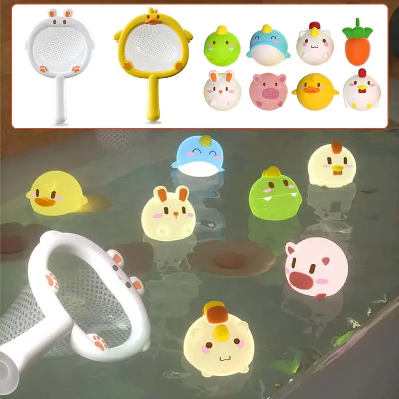 

Baby Cute Animals Bath Toy Swimming Water Soft Rubber Float Induction Luminous Duck for Kids Play Funny Gifts LED Light Up Toys