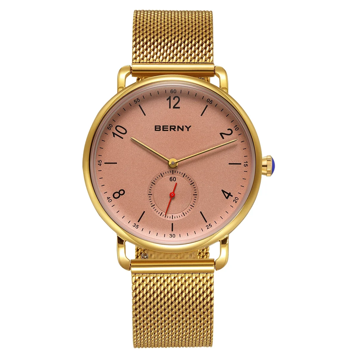 BERNY Golden Men Watch Quartz Wristwatch for Men Simple Casual Men's Fashion Watch