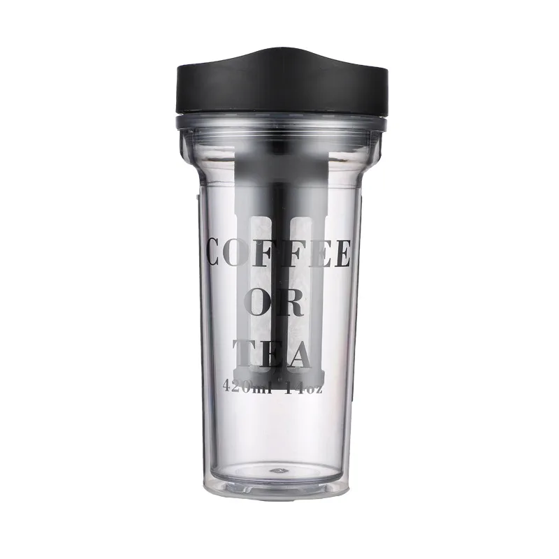 420ml Portable Travel Cold Brew Coffee Maker Water Bottle with Coffee Filter Iced Tea Maker with Tea Infuser Cup 14OZ