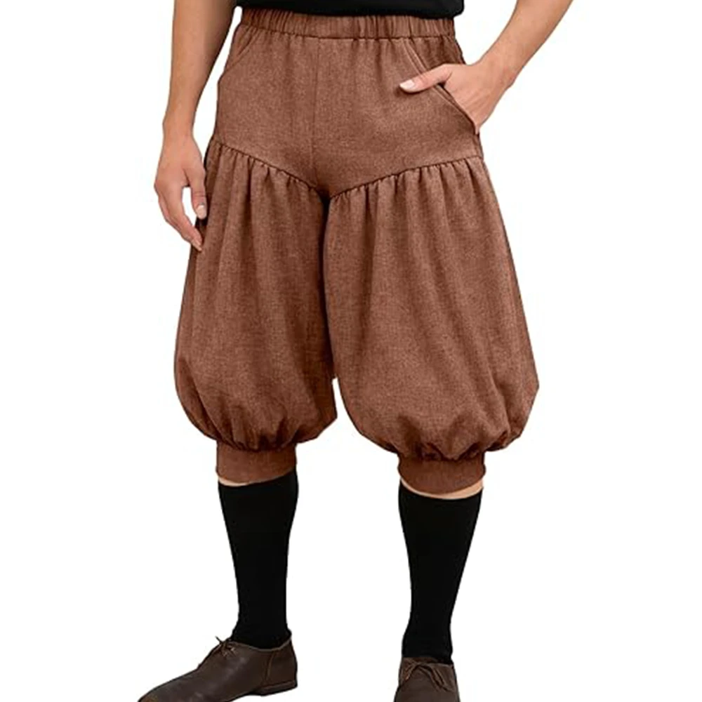 Pantalones Cortos de Pirata Medieval Renacentista para Hombre, Pantalones Holgados Estilo Vikingo Colonial, Disfraz de Halloween