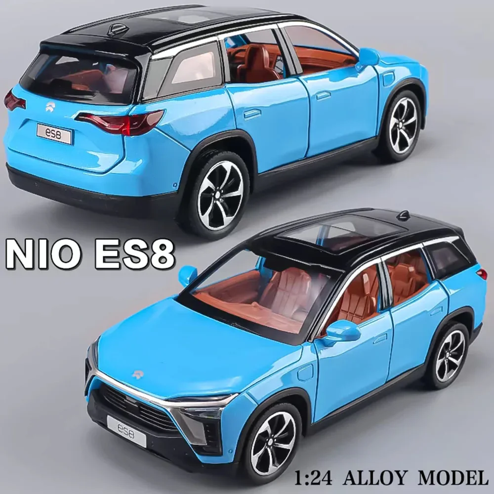 1:24 nio es8 brinquedos carros modelos liga diecast rodas virou veículo de nova energia com som leve carro em miniatura presentes do dia das crianças