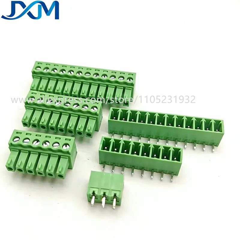 5sets KF2EDG 3.81mm PCB Terminal Block Connector 2P3P4P5P6P7P8P9P10P11P12P13P14P15P16P18P20P24P Curved needle+Plug/outlet