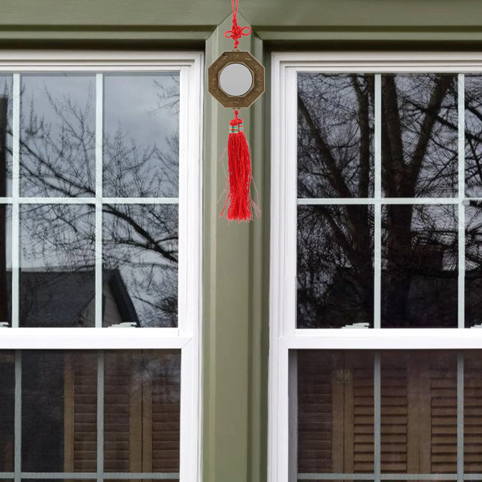 

2Pcs Traditional Feng Shui Bagua Mirror Tai Chi Elements Hanging Wall Ornament Blessing Pendant Chinese Zodiac Home Decor