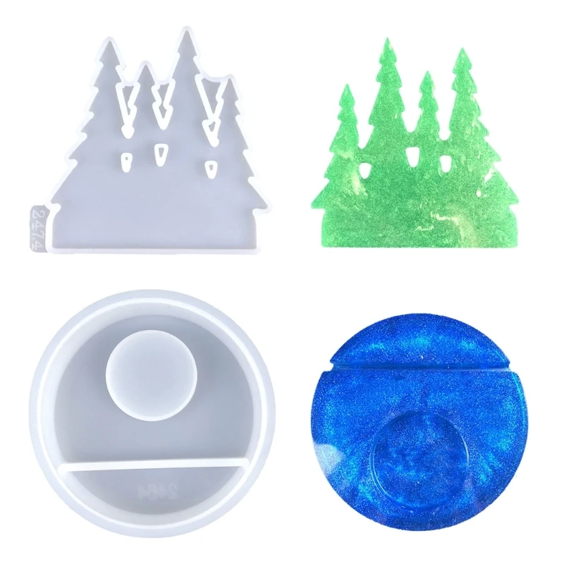 Holder Mold 3D Stand Silicone Mould Rabbit/Pine Forests Shaped Candlestick Moulds Jewelry Making Tool