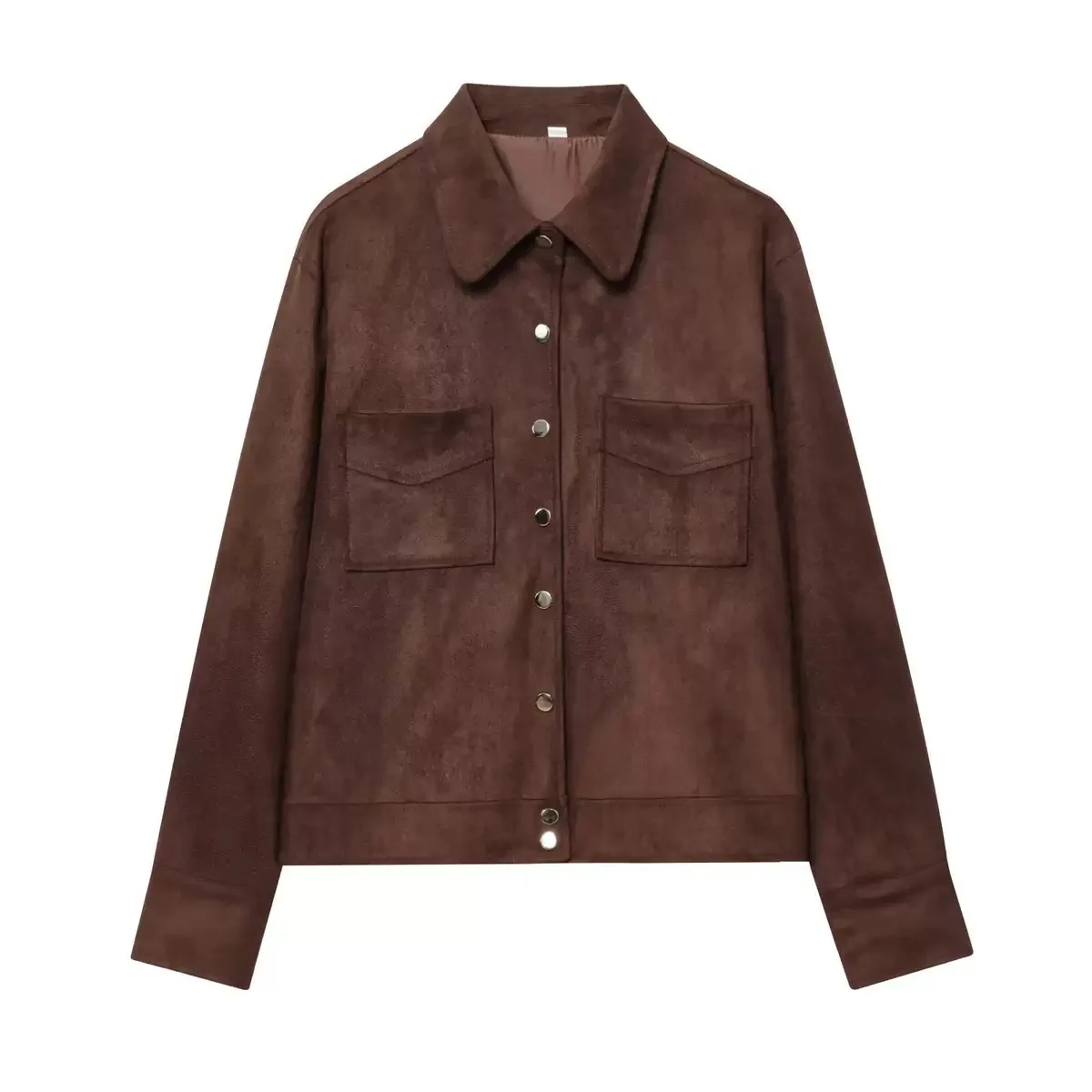 

2025 Spring Autumn Retro Brown Button Long Sve Collar Street Sle Outerwear for Women Crossing Border ular New Arrival