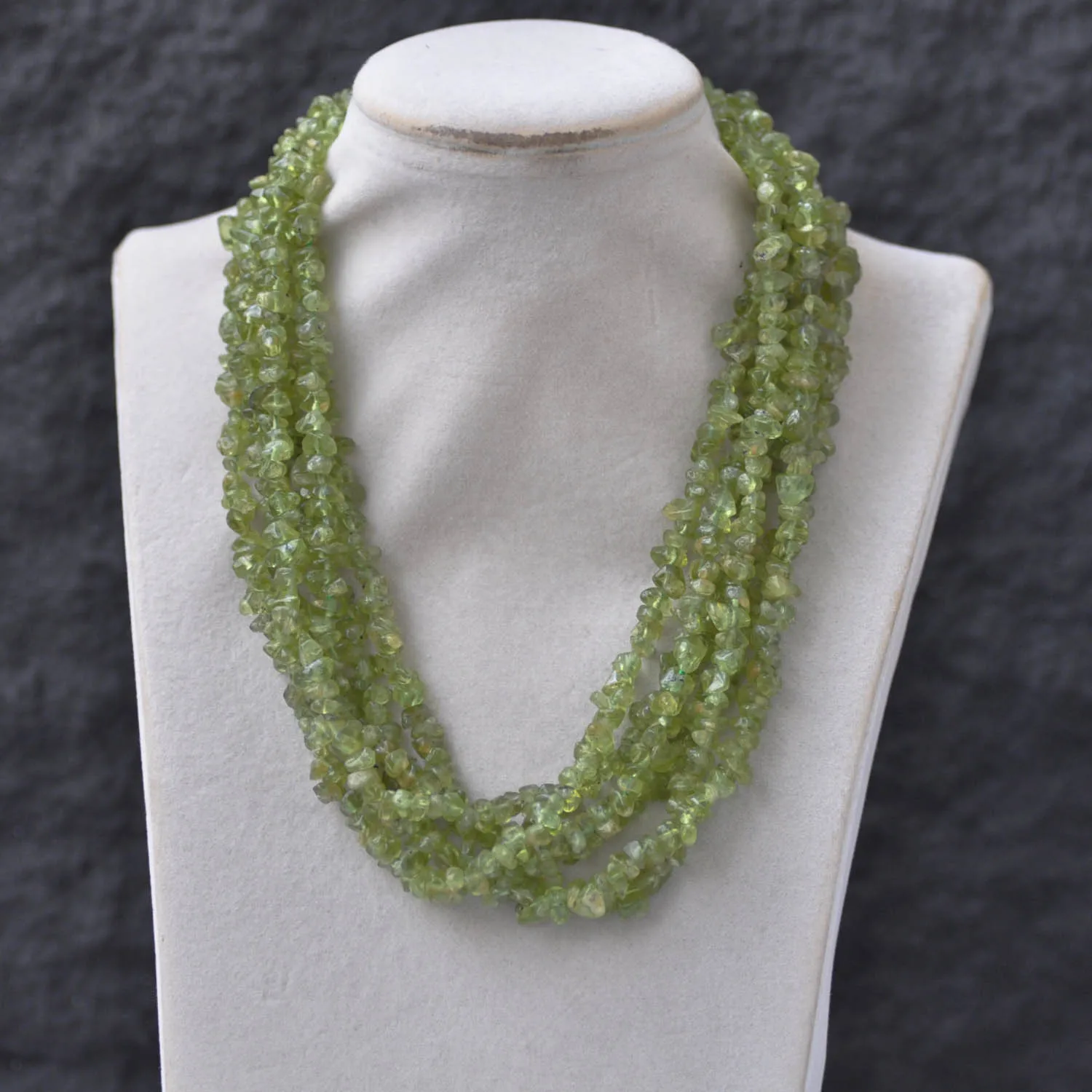 

MTC·STAR 6Row 18" Natural Green Olivine Gemstone Detritus Necklace Custom Jewelry (Z13893 )