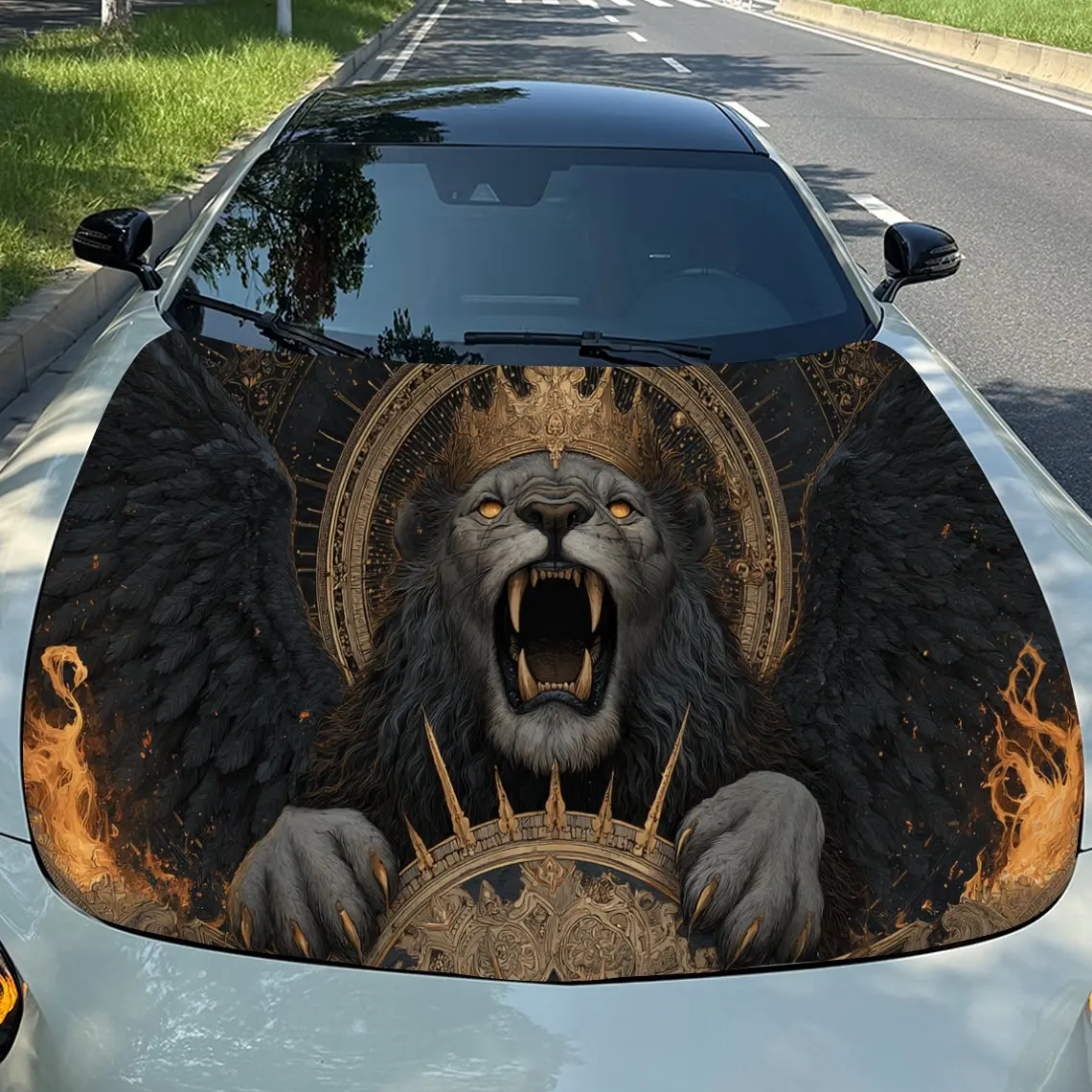 

Виниловая пленка для автомобиля Dark Lion King Blazing Winged Armor, водонепроницаемая наклейка на капот автомобиля из материала ПВХ, самоклеящаяся устойчивая к царапинам St