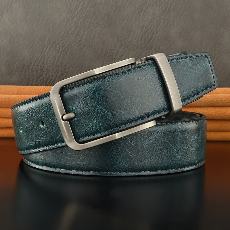 

High quality luxury genuine leather pin buckle designer belts men casual brand younth jeans ceinture homme light colour fashion