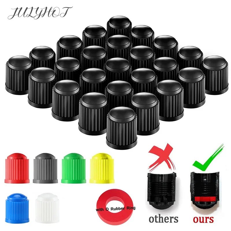 Universal Wheel Tire Valve Covers, O-Ring Anéis de borracha para carros, SUVs, bicicletas, bicicletas, caminhões, motocicletas, 50 pcs