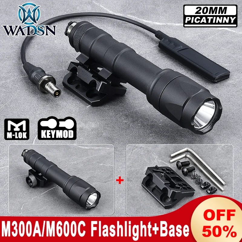 

WADSN SF M300A M600C Tactical Flashlight Metal M-LOK Keymod Mount Base Fit 20mm Rail Hunting Weapon Airsoft Scout Accessories