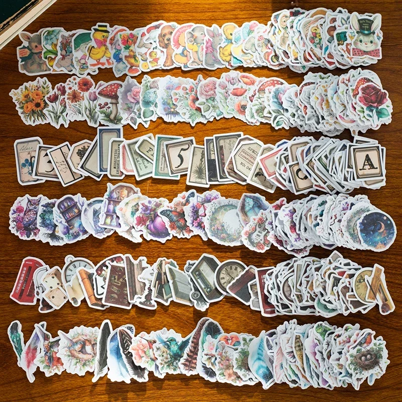 Journamm 100pcs/box Cute Plants Mini Box Stickers DIY Scrapbooking Materials Decor Junk Journal Kawaii Stationery Label Sticker