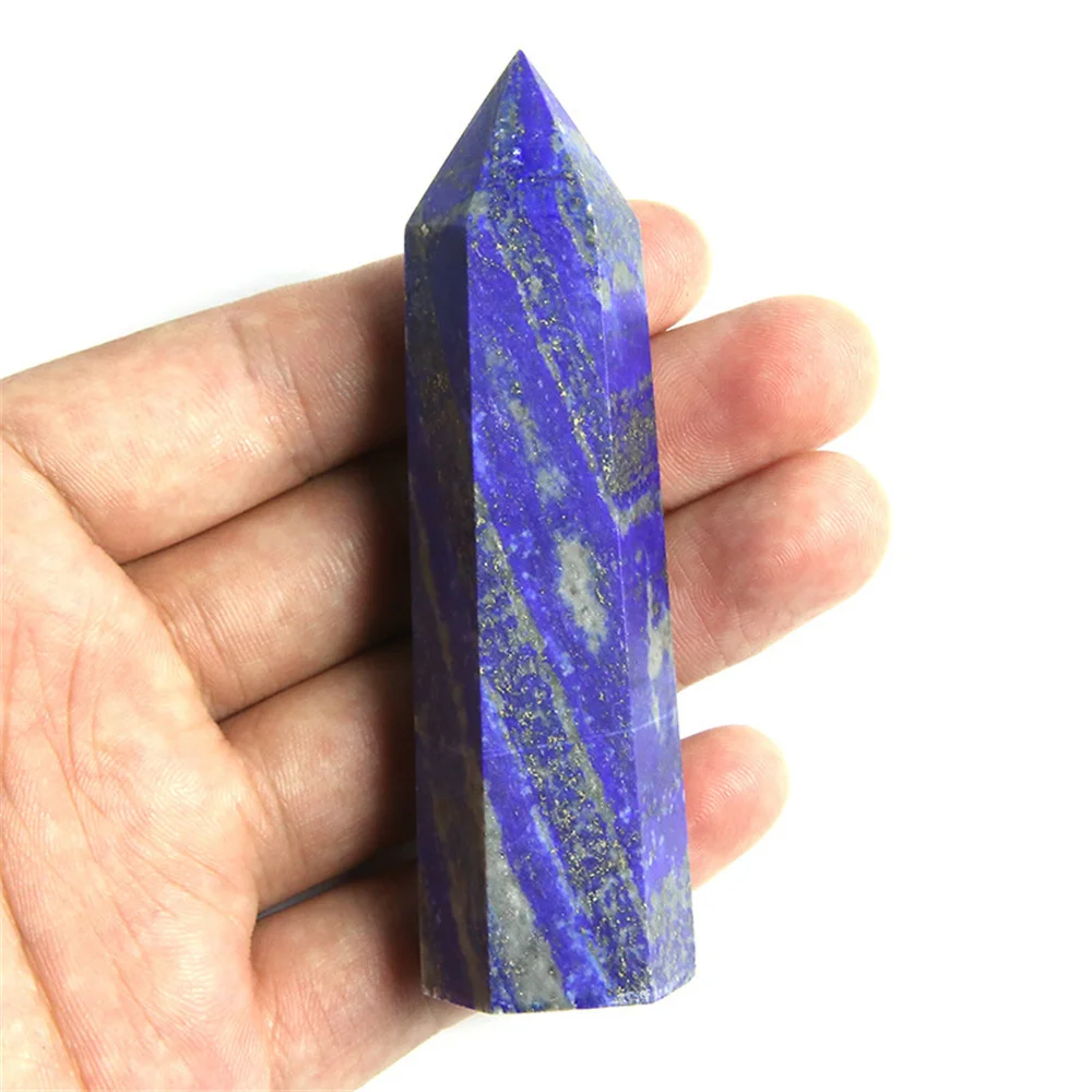 

Natural Crystal Column Home Decoration Lapis Rough Polished Hexagonal Prism Cylinder Degaussing Energy Stone