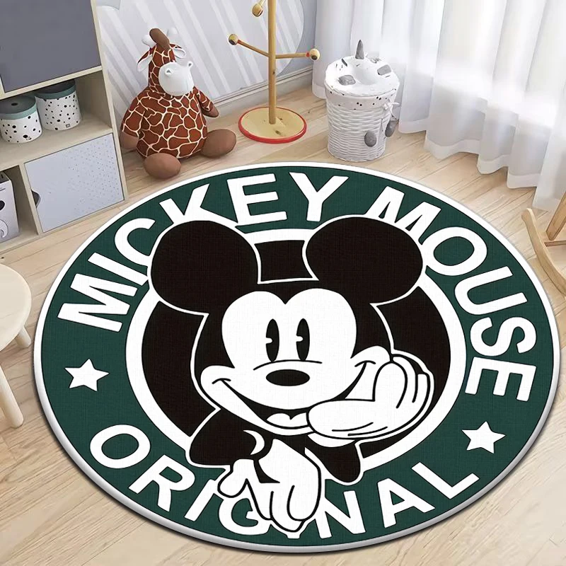 Mickey Mouse Clubhouse Round Carpet for Living Room Rugs Camping Picnic Mats Flannel Anti-Slip Gifts,carpets for living room