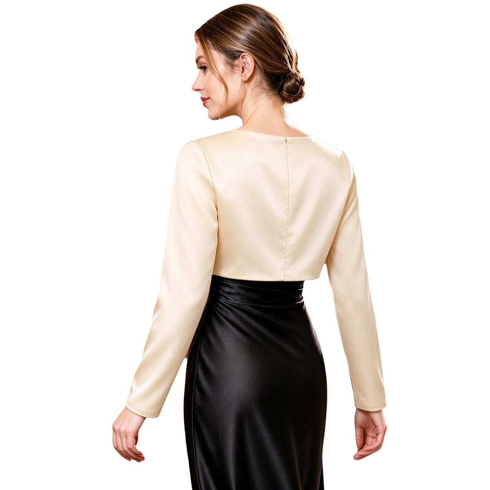 Elegant Women Satiny Bolero Jacket Lady Cute Big Bow Crop Top Cardigan Shrug Cape Shawls Wrap for Birthday Wedding Formal Party