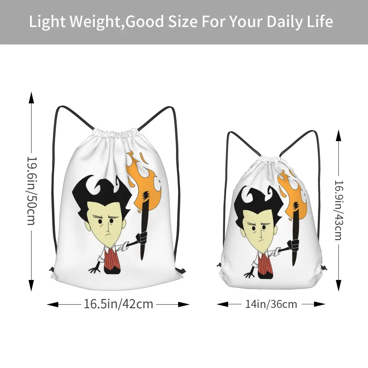Retro Vintage Don't Starve Wilson Backpacks Fashion Drawstring Bags Sundries Bag Book Bags for Man Woman Students