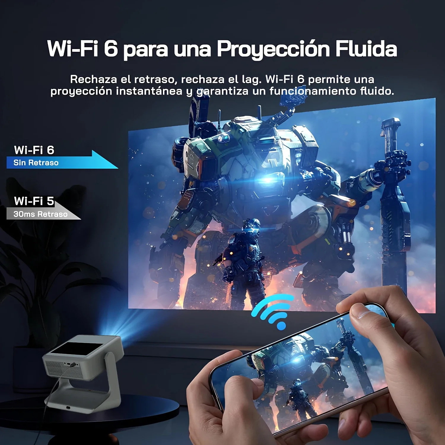 DONGYINGproyector 8-inch Touchscreen WiFi Bluetooth Android 12 4K 1080P Auto Focus HDMI USB Rotation 180° Speaker EU US UK Plug