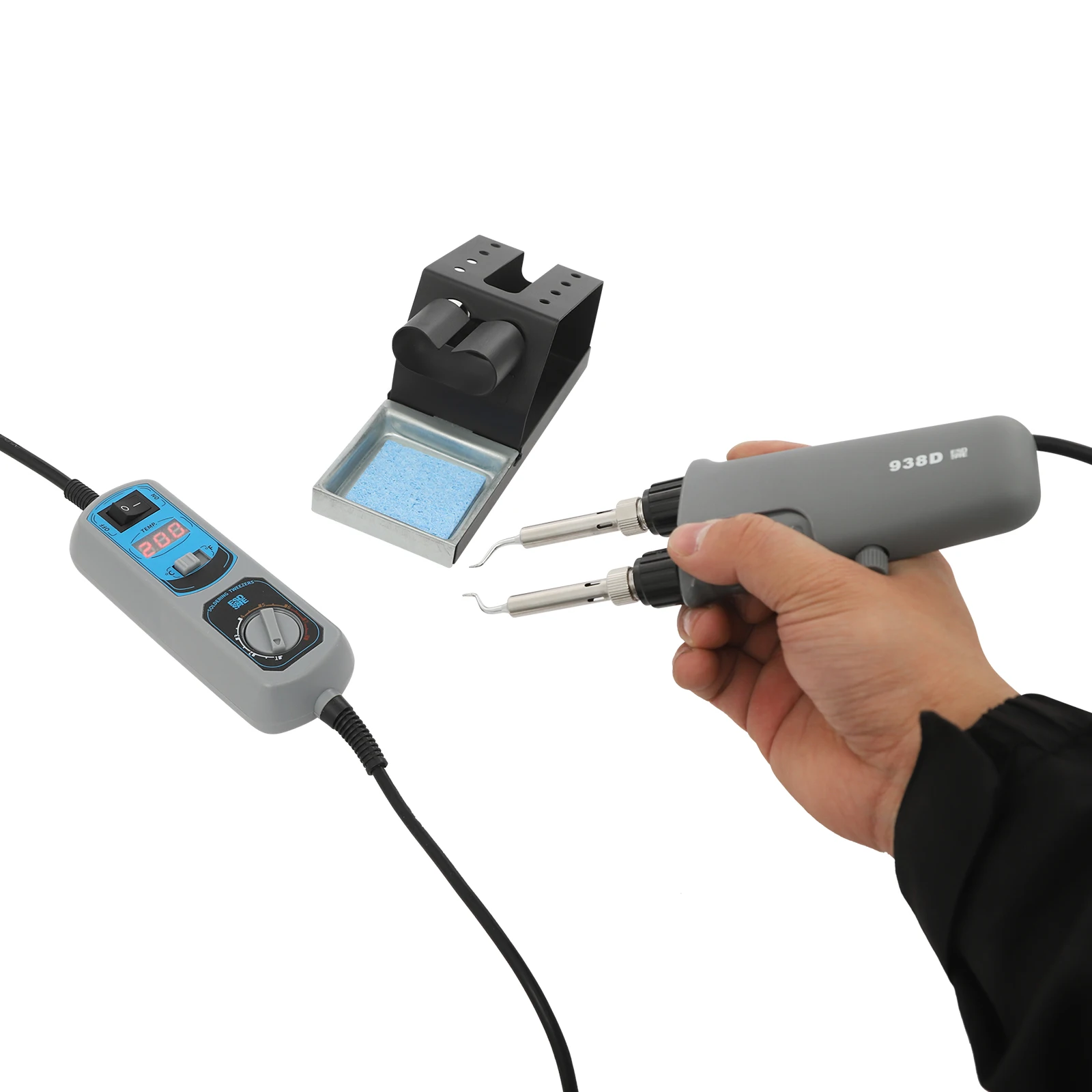 Soldering Iron Tool Kit, Portable LED Digital Display Soldering Iron Kit, Tweezers Soldering Iron Station 110-127V