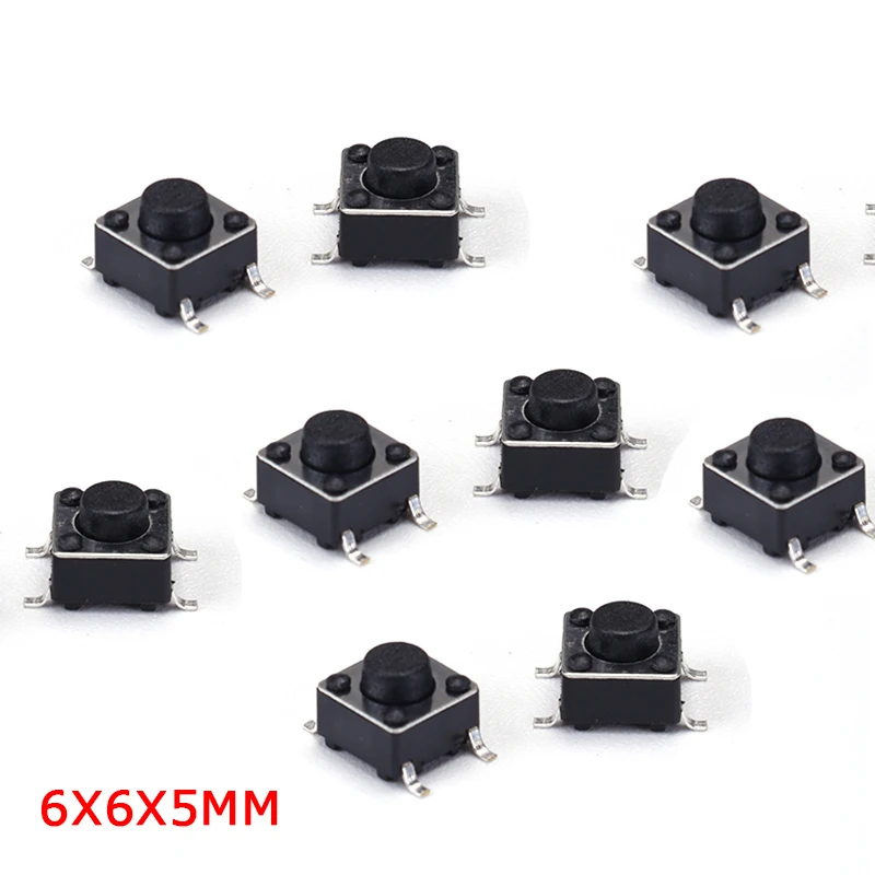 10Pcs 6*6*5 Tact Switch Push Button Switch Tactile Micro Switch SMD SMT Height 5mm ON/OFF Keys for Electronics