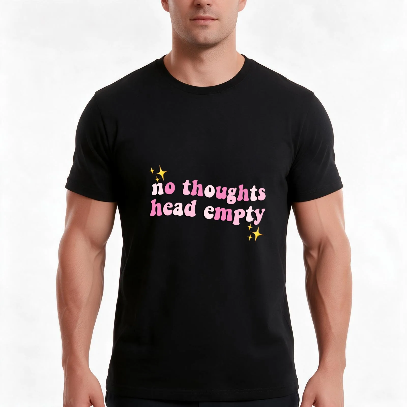 no thoughts, head empty T-Shirt, Summer Casual Cotton Tee, Oversized Streetwear Tops, Vintage Graphic Print, Unisex Men Women
