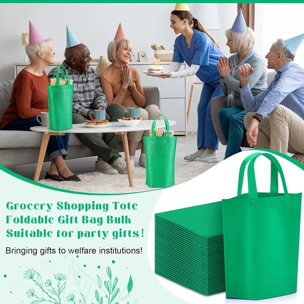 حقائب كبيرة غير منسوجة قابلة للطي مع مقبض لتسوق البقالة، 11.8 × 6 × 13.8 بوصة #5