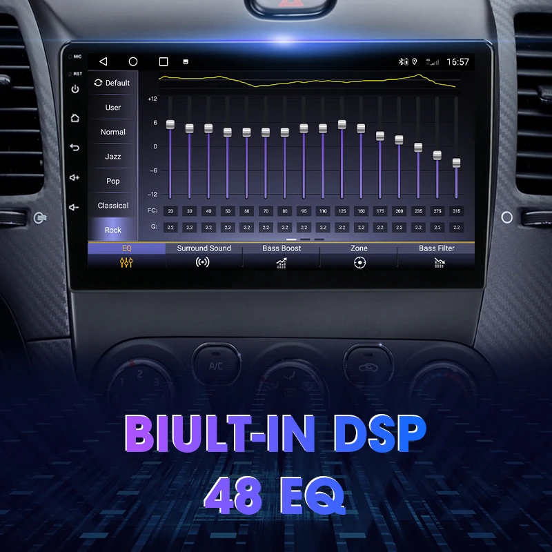 Autoradio Android 12, Navigation GPS, 4G, Carplay, RDS, Lecteur Vidéo, Stéréo, 2 Din, Limitation, Kia K3, Cerato 3, Forte, 2013-2017