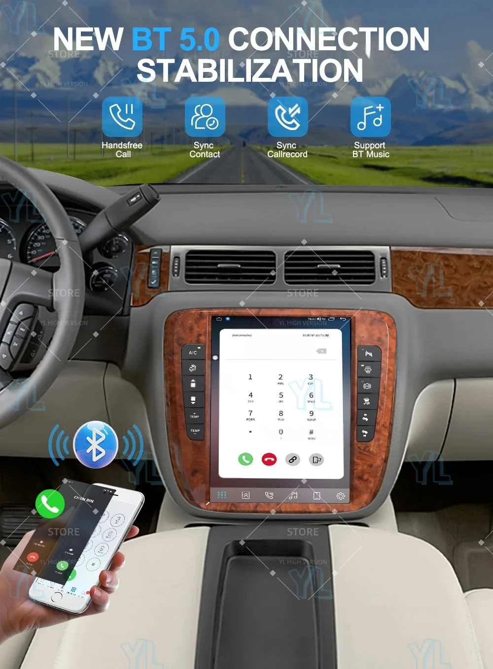 LY ترقية جديدة راديو السيارة أندرويد 13.0 لسيارة تشيفي سوبربان تاهو 2007-2013 Carplay نظام تحديد المواقع والملاحة الوسائط المتعددة فيديو مجموعة رقمية