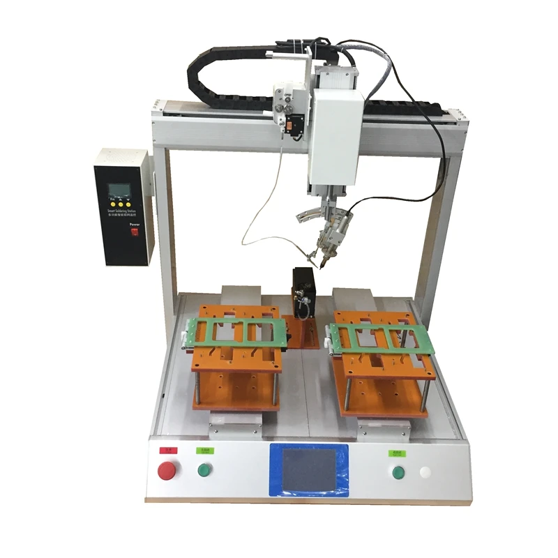 Two Working Table Desktop Auto Soldering Feeder PCB Soldering Machine  5 Axis Dual Platform Soldering Robot Machines