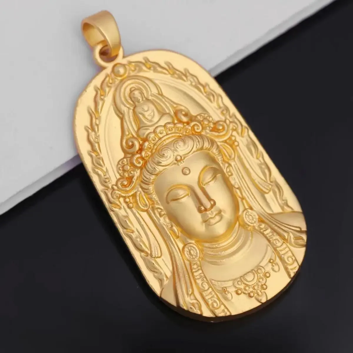 Big Leak Genuine Pure Gold Plated Guanyin Pendant for Men and Women's To Attract Wealth This Rich Forever Safe Pendant for Gifts