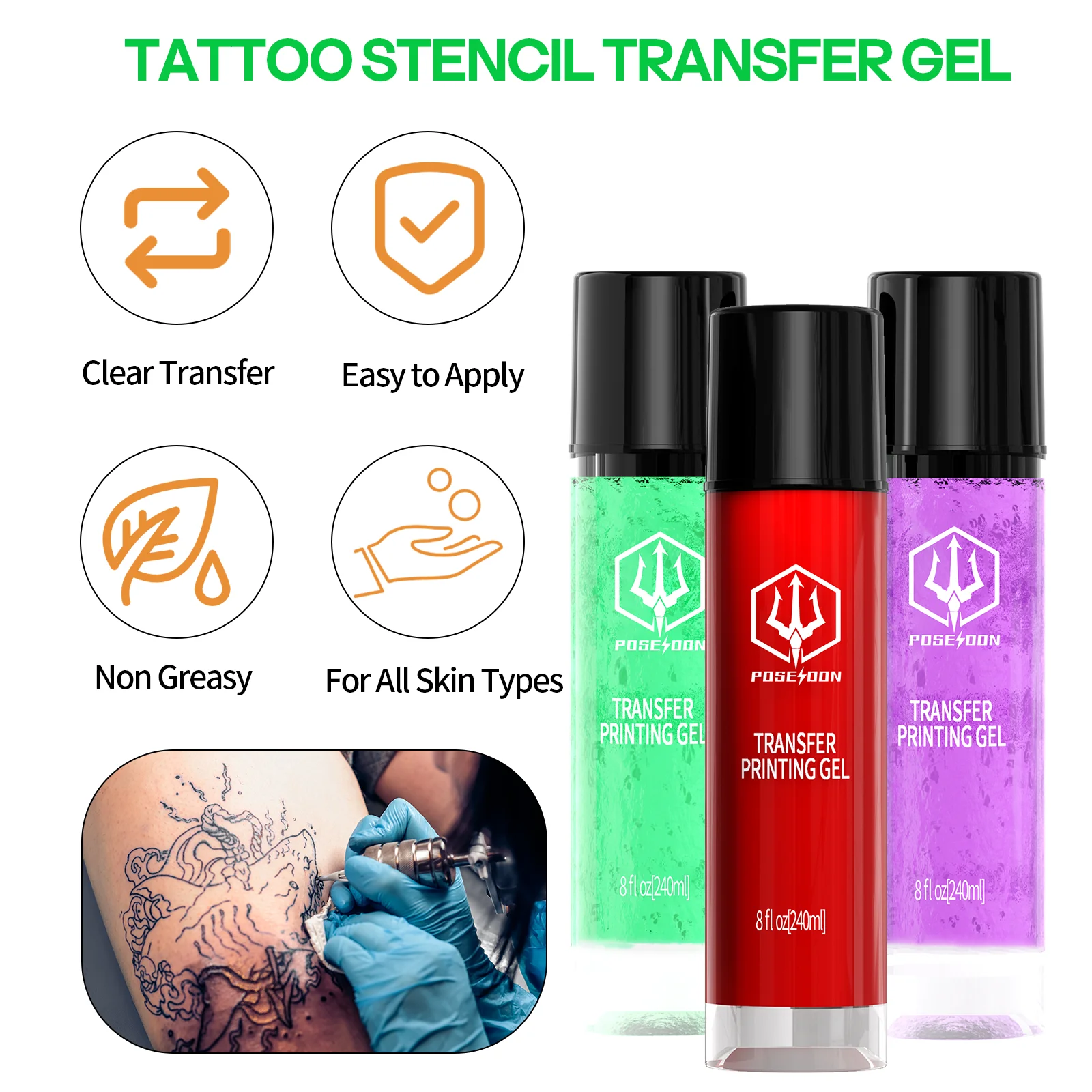 Fruit Scent 240ML POSEIDON Tattoo Stencil Gel Professional Tattoo Accessories For Tattoo Transfer Paper Hot Tattoo Stencil Gel