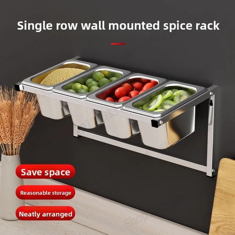 1/9 Stainless Steel Seasoning Rack Wall Mounted, Jam Sauce Box for Milk Tea Shop, 4 6 Grid Wall Storage Holder