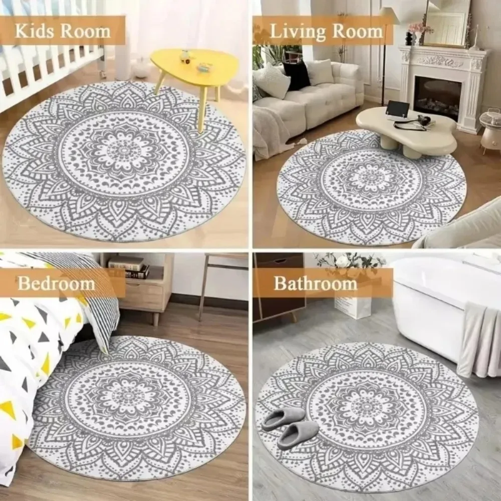 Tropical Jungle Plant Pattern Round Rug Monstera Leaf Floral Carpet Large Area Rug for Living Room Bedroom Decor view 6