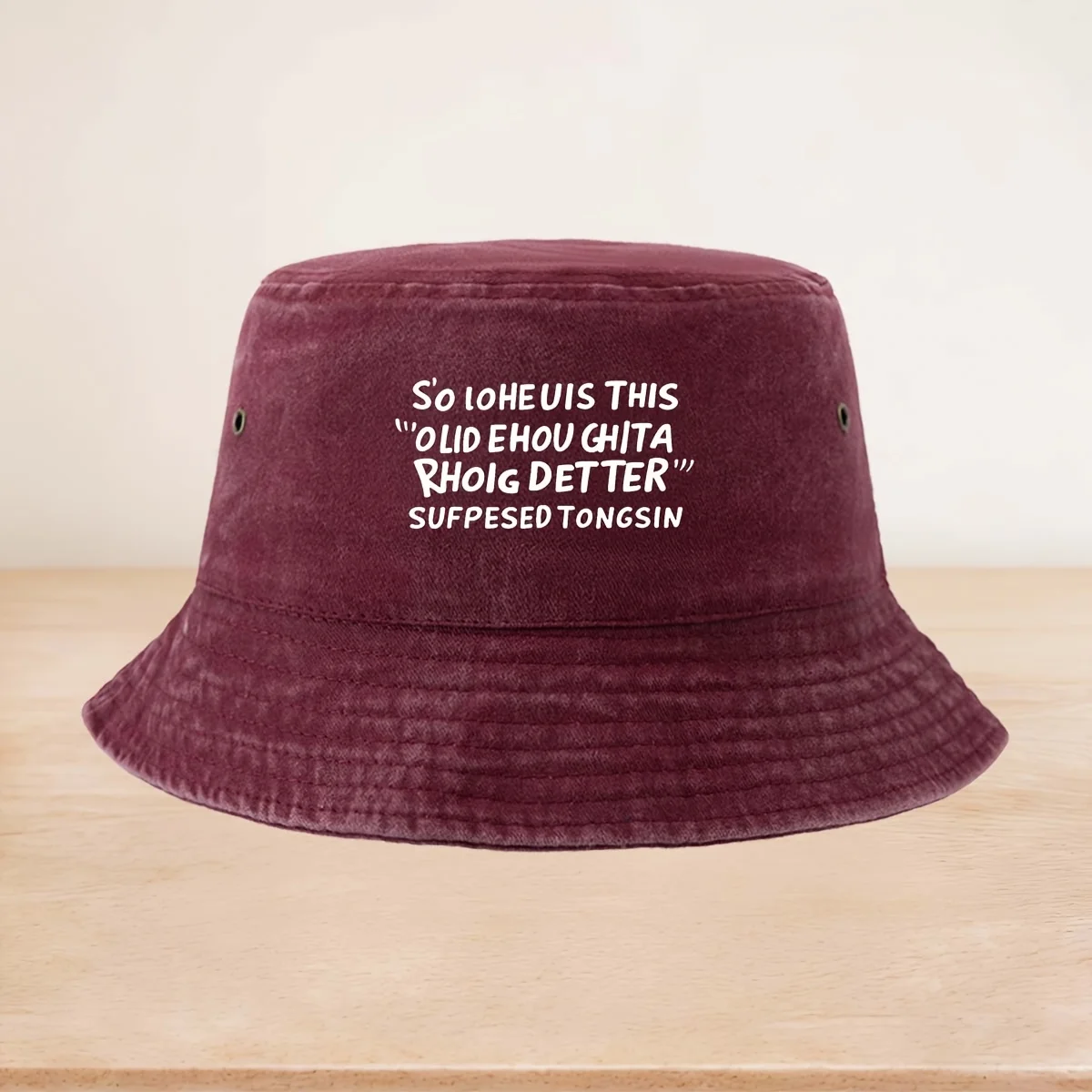 Hat with Personalized Distorted Foreign Language Slogan Pattern Fisherman Cap Camping Casual Hat All-Season Bucket Hat Unisex Fa