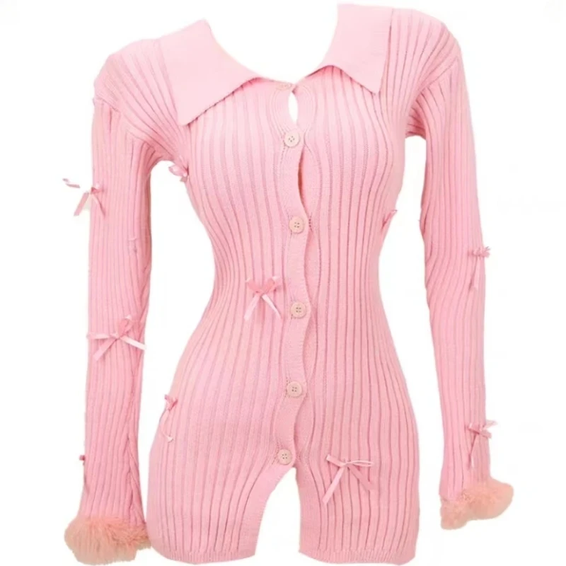 Schattige Herfst Roze Gebreid Pak Vrouw Kawaii Elegante Set Korea Mode Kleding Vrouw Casual Trui + Slanke Bodycon Y 2K Mini Rok