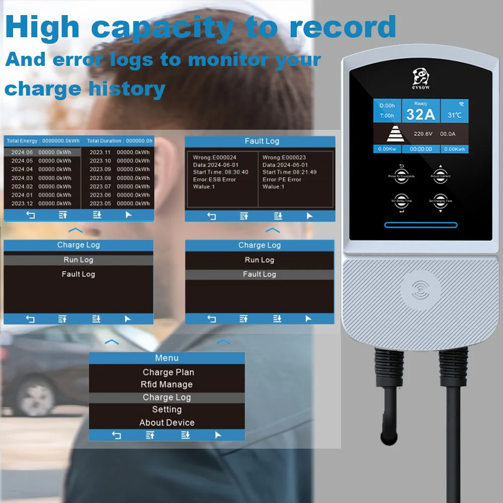 EVSOW-Station de chargeur de véhicule électrique du chargeur 12KW 50A EV TS-NACS avec le chargeur portatif de CESControl 7.6KW NACS EVSE Wallbox EV