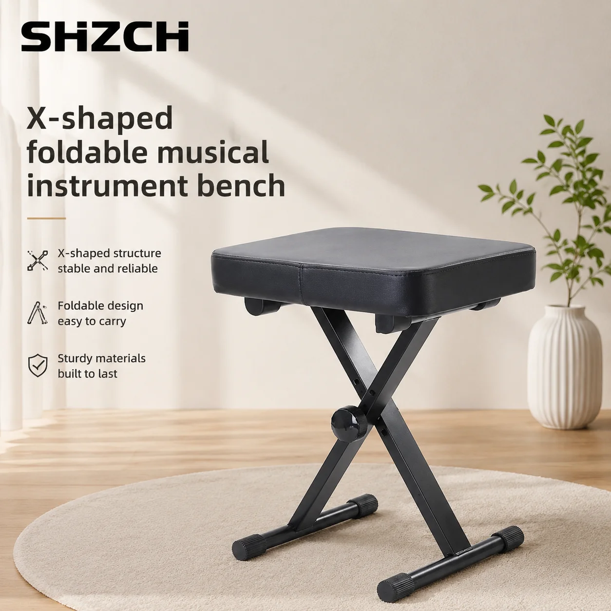 Folding Stool Simple Electronic Organ Piano Chair Adjustable Lift Guitar Stool