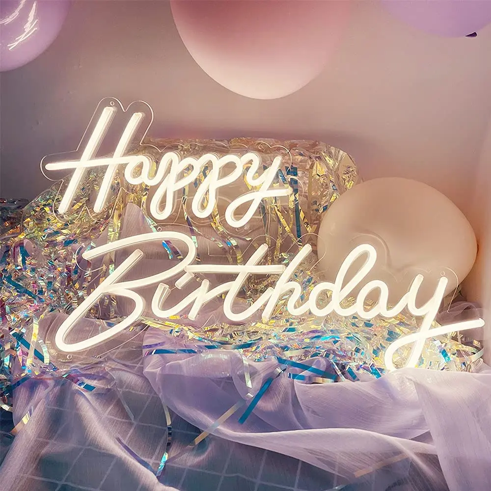 

LED logo Happy Birthday Decorative Light Flexible Transparent Acrylic Oh Baby Night Light Logo Wedding Party Atmosphere