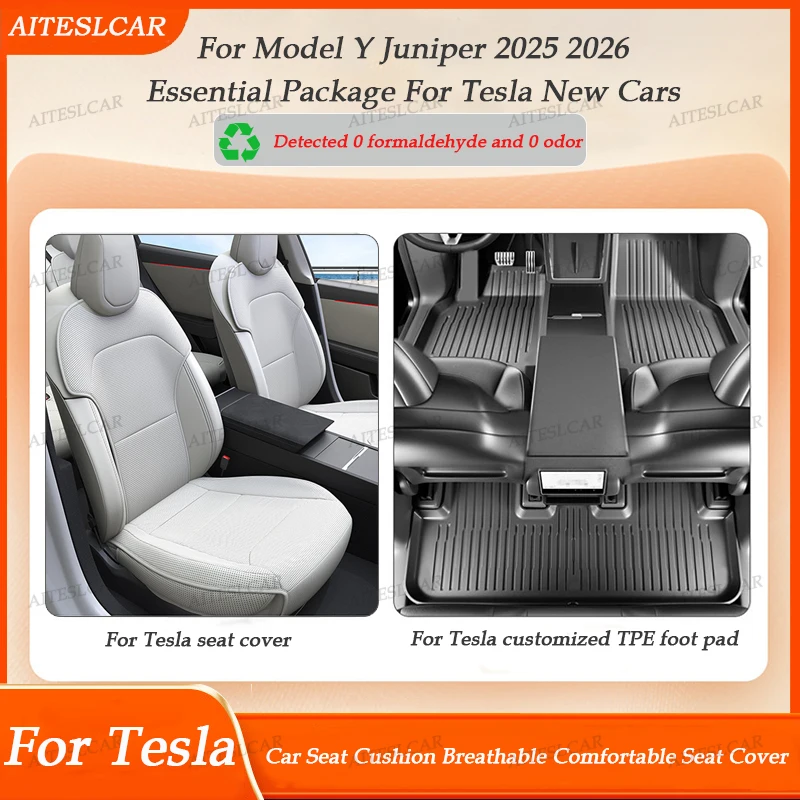 

For Tesla Car Cushion Nappa Leather Breathable Non-slip Car Seat High Rebound Pad Seat Cushion Four seasons Universal Auto Seat