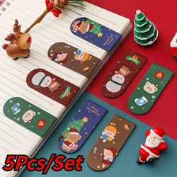 5Pcs Cartoon Magnetic Bookmark Cute Office Supplies Kawai Christmas Teacher Gift Paper Book Page