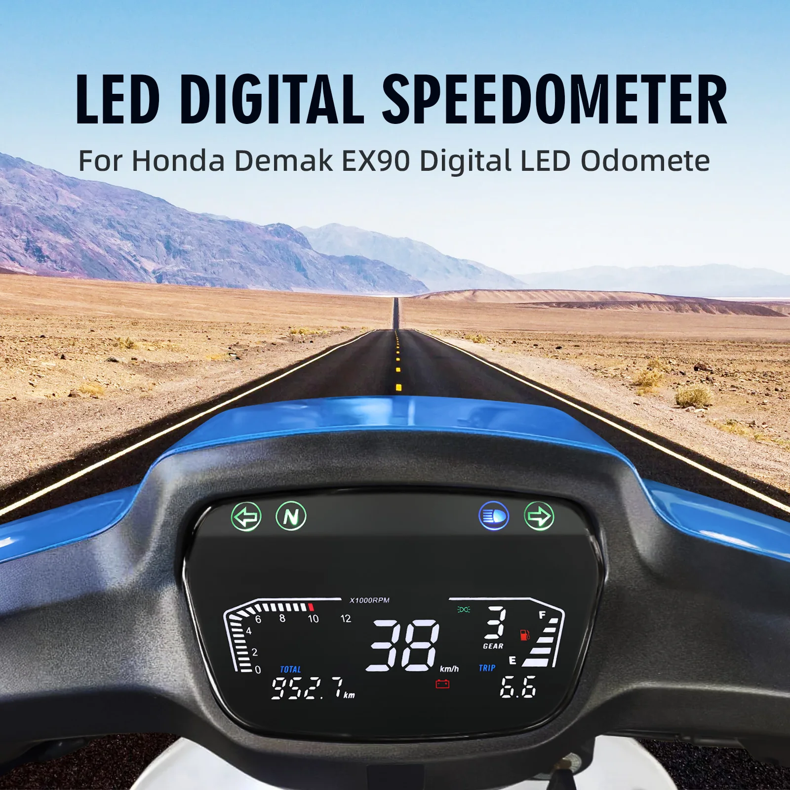 Motorcycle Odometer Digital Speedometer Meter LED 12000RPM Tachometer With 199 km/h Speed Meter Fuel Level Gauge For Honda EX90