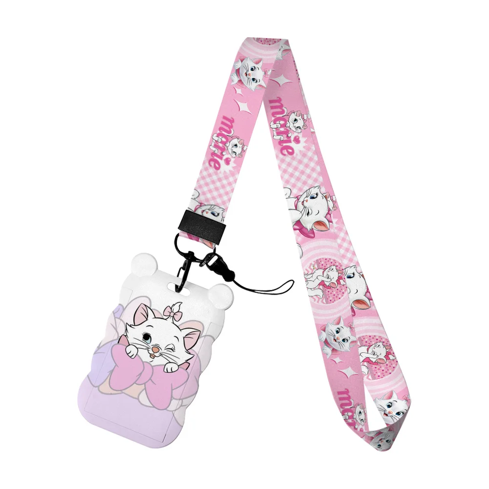 Etui na identyfikator z motywem Marie z kreskówki Disney, zawieszka na klucze, smycz na kartę studencką, akcesoria.